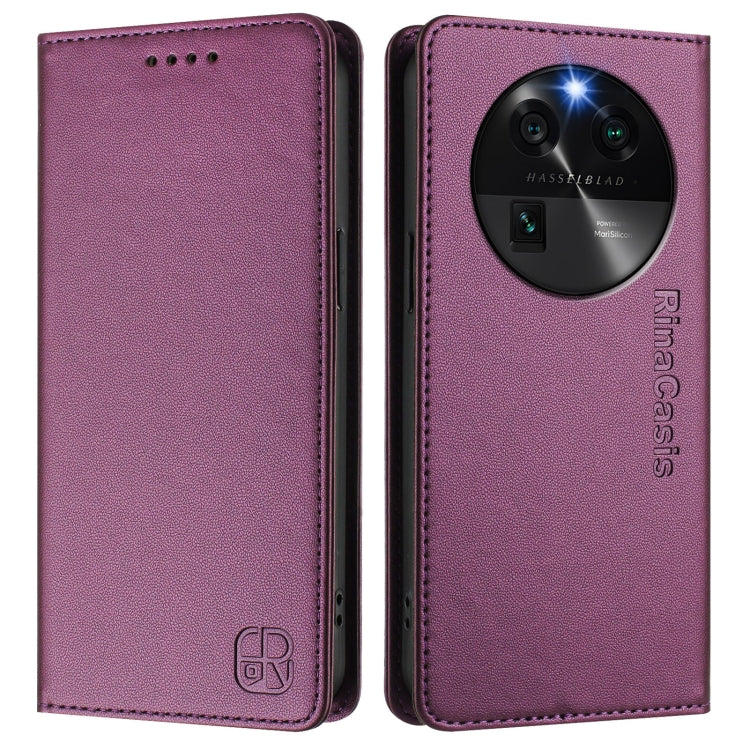 For OPPO Find X6 RC01 Dual-Folded Magnetic Suction RFID Leather Phone Case