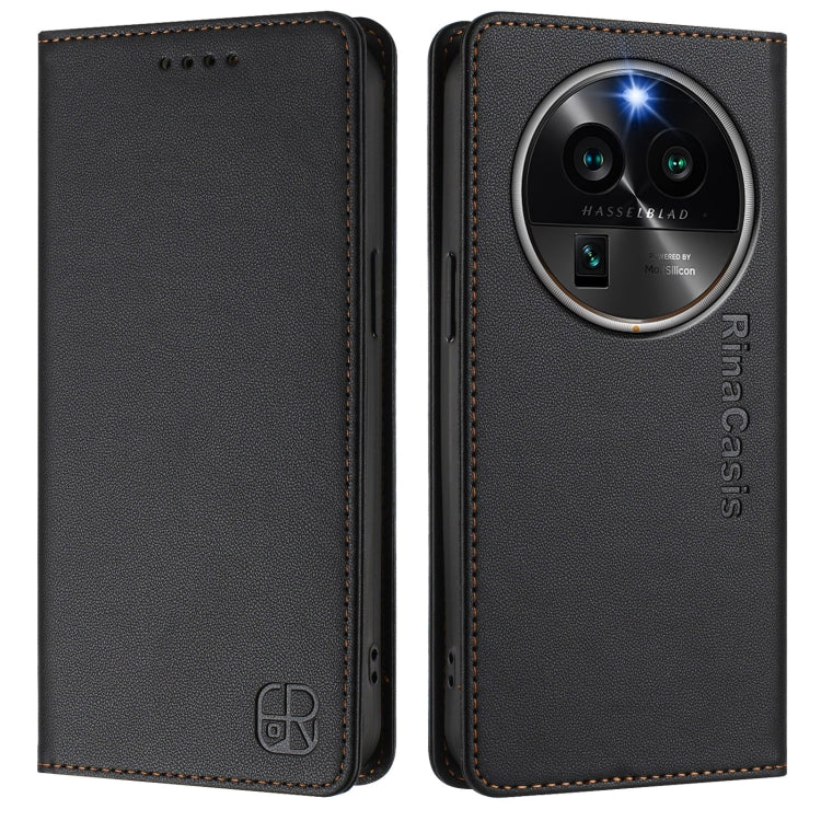 For OPPO Find X6 Pro RC01 Dual-Folded Magnetic Suction RFID Leather Phone Case