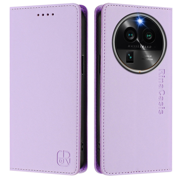 For OPPO Find X6 Pro RC01 Dual-Folded Magnetic Suction RFID Leather Phone Case