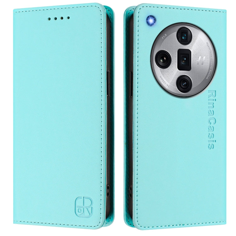 For OPPO Find X7 Ultra RC01 Dual-Folded Magnetic Suction RFID Leather Phone Case