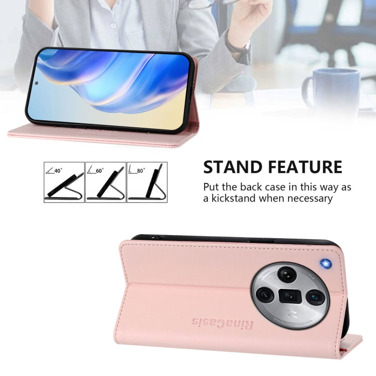 For OPPO Find X7 Ultra RC01 Dual-Folded Magnetic Suction RFID Leather Phone Case