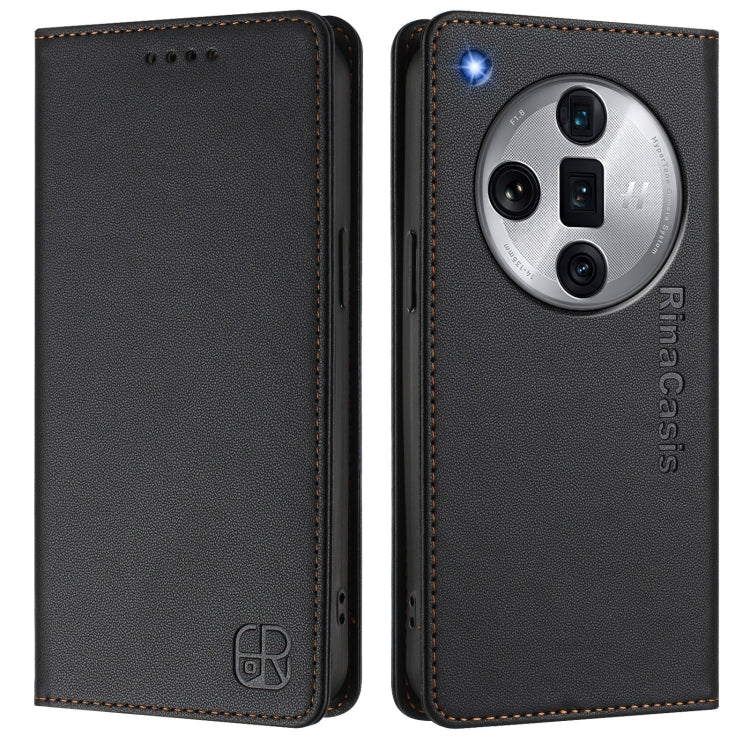 For OPPO Find X7 Ultra RC01 Dual-Folded Magnetic Suction RFID Leather Phone Case