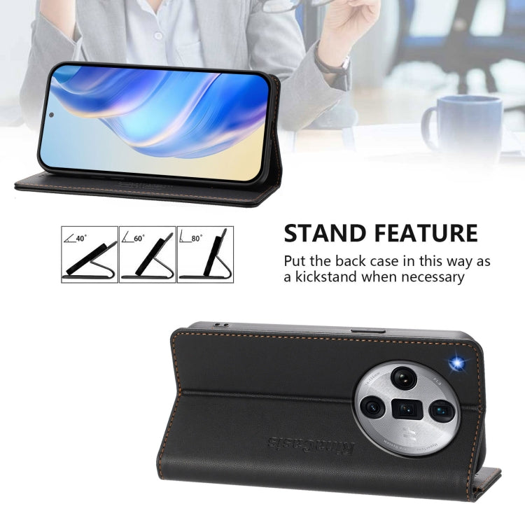 For OPPO Find X7 Ultra RC01 Dual-Folded Magnetic Suction RFID Leather Phone Case