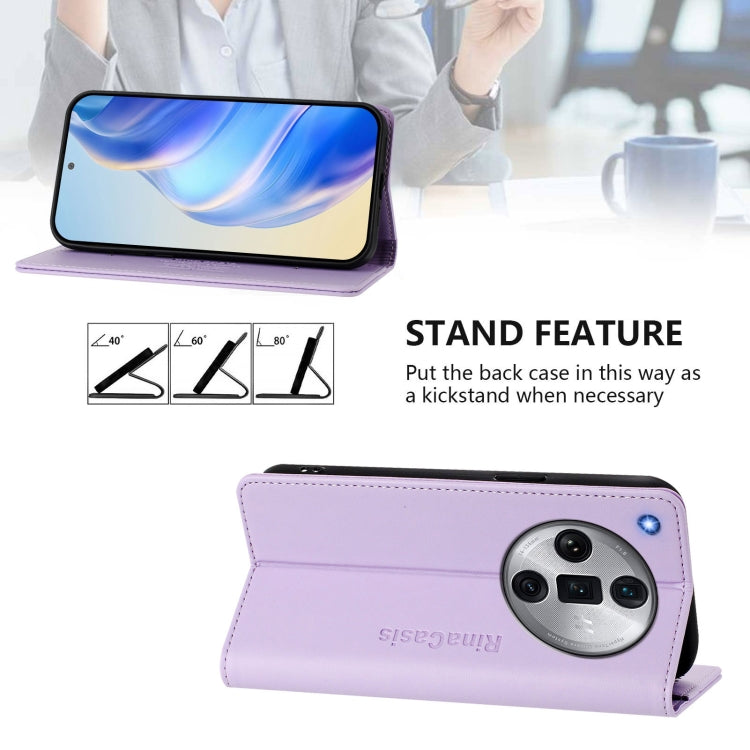 For OPPO Find X7 Ultra RC01 Dual-Folded Magnetic Suction RFID Leather Phone Case