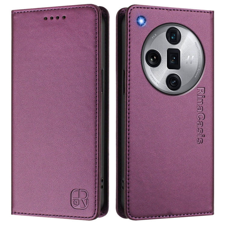 For OPPO Find X7 Ultra RC01 Dual-Folded Magnetic Suction RFID Leather Phone Case