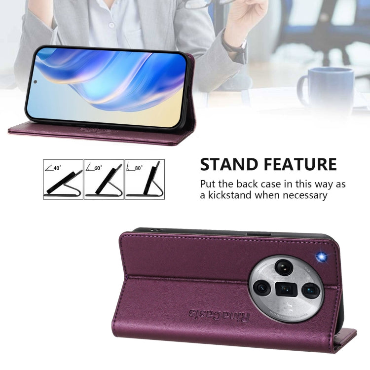 For OPPO Find X7 Ultra RC01 Dual-Folded Magnetic Suction RFID Leather Phone Case