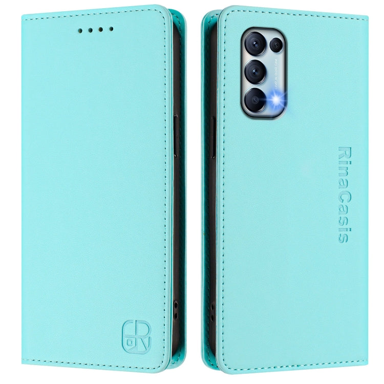 For OPPO Reno5 5G / 4G / Find X3 Lite RC01 Dual-Folded Magnetic Suction RFID Leather Phone Case