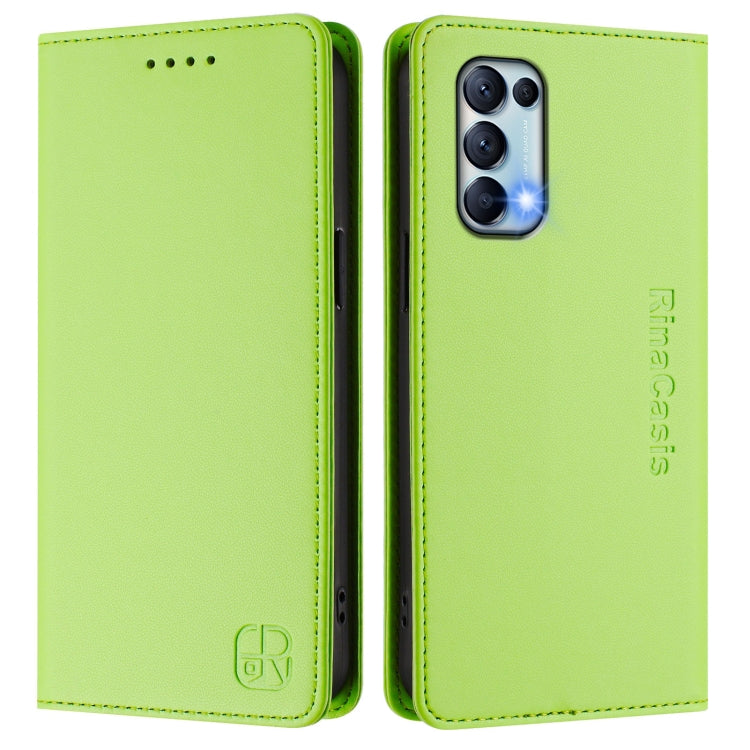 For OPPO Reno5 5G / 4G / Find X3 Lite RC01 Dual-Folded Magnetic Suction RFID Leather Phone Case