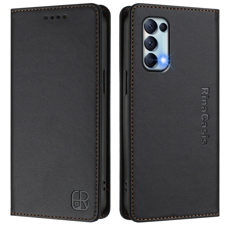 For OPPO Reno5 5G / 4G / Find X3 Lite RC01 Dual-Folded Magnetic Suction RFID Leather Phone Case