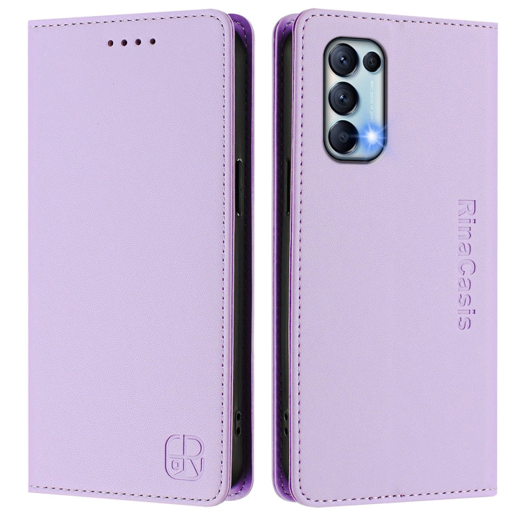 For OPPO Reno5 5G / 4G / Find X3 Lite RC01 Dual-Folded Magnetic Suction RFID Leather Phone Case