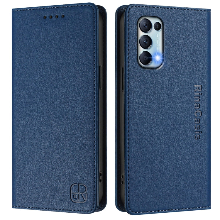 For OPPO Reno5 5G / 4G / Find X3 Lite RC01 Dual-Folded Magnetic Suction RFID Leather Phone Case