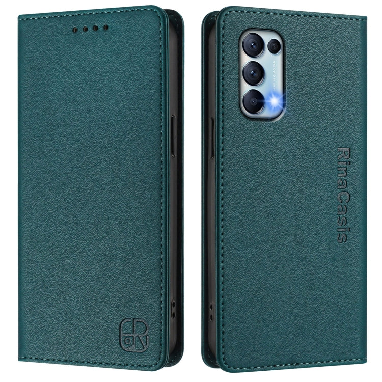 For OPPO Reno5 5G / 4G / Find X3 Lite RC01 Dual-Folded Magnetic Suction RFID Leather Phone Case