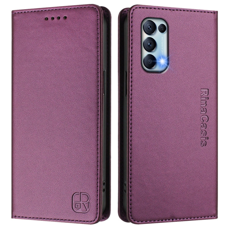 For OPPO Reno5 5G / 4G / Find X3 Lite RC01 Dual-Folded Magnetic Suction RFID Leather Phone Case