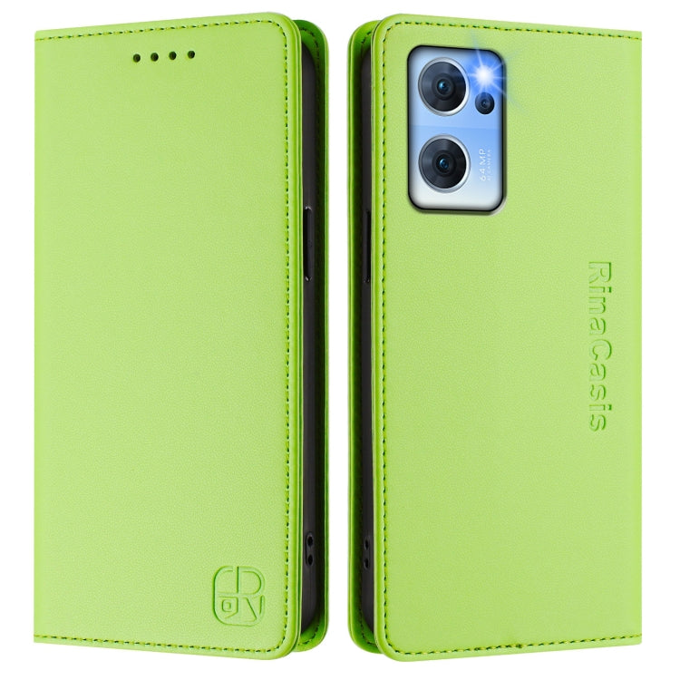 For OPPO Reno7 5G Global / Find X5 Lite RC01 Dual-Folded Magnetic Suction RFID Leather Phone Case