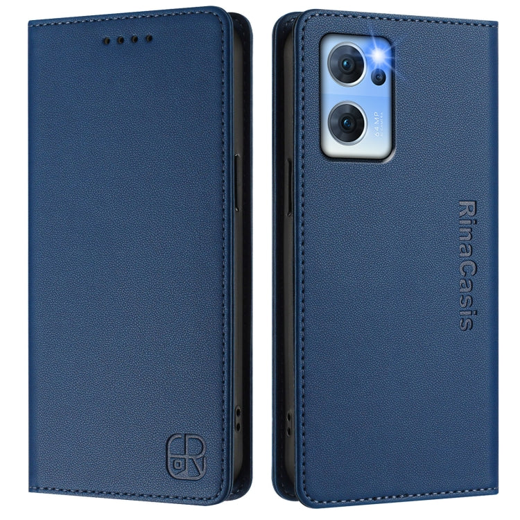 For OPPO Reno7 5G Global / Find X5 Lite RC01 Dual-Folded Magnetic Suction RFID Leather Phone Case