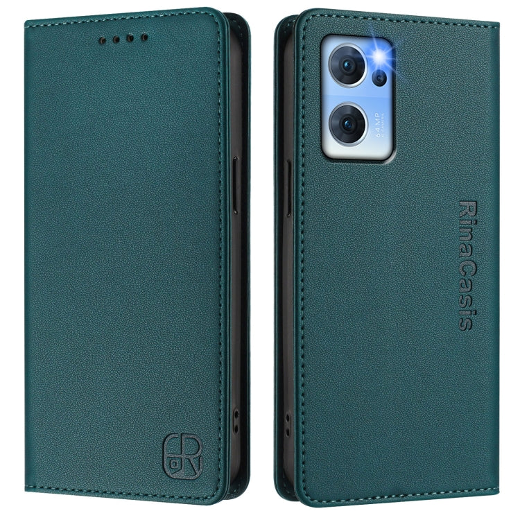 For OPPO Reno7 5G Global / Find X5 Lite RC01 Dual-Folded Magnetic Suction RFID Leather Phone Case