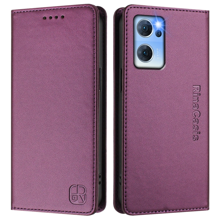 For OPPO Reno7 5G Global / Find X5 Lite RC01 Dual-Folded Magnetic Suction RFID Leather Phone Case
