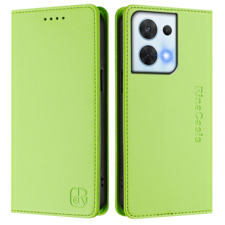 For OPPO Reno8 5G RC01 Dual-Folded Magnetic Suction RFID Leather Phone Case