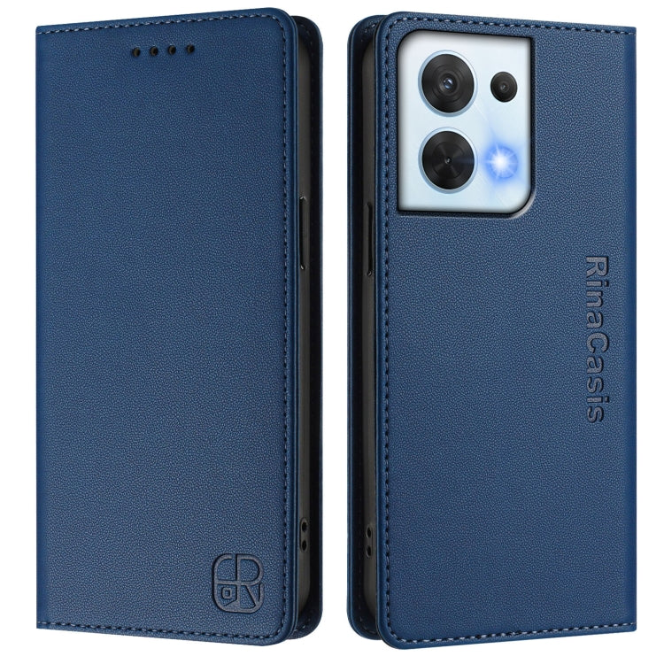 For OPPO Reno8 5G RC01 Dual-Folded Magnetic Suction RFID Leather Phone Case