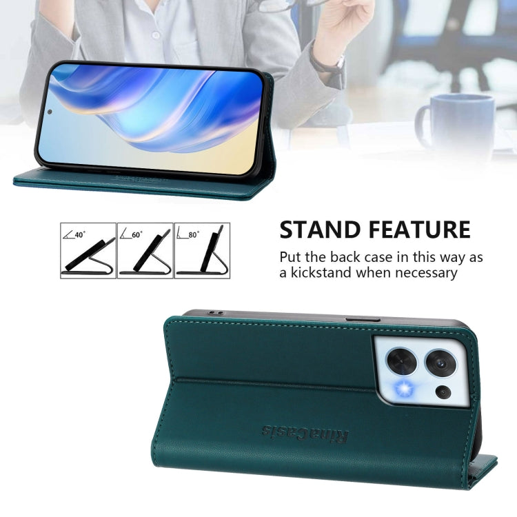 For OPPO Reno8 5G RC01 Dual-Folded Magnetic Suction RFID Leather Phone Case