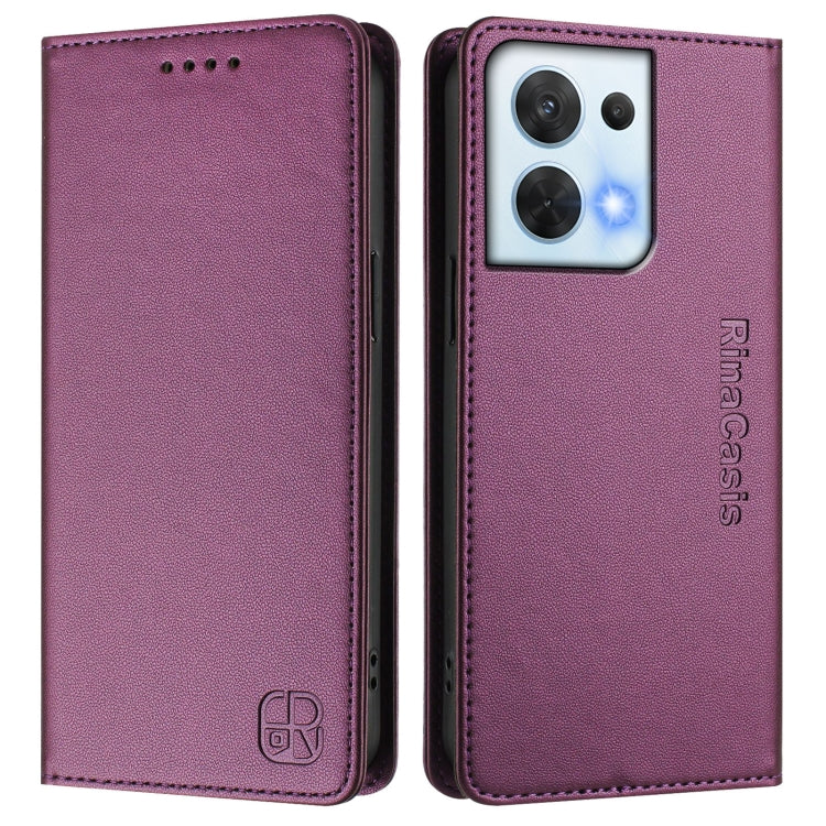 For OPPO Reno8 5G RC01 Dual-Folded Magnetic Suction RFID Leather Phone Case