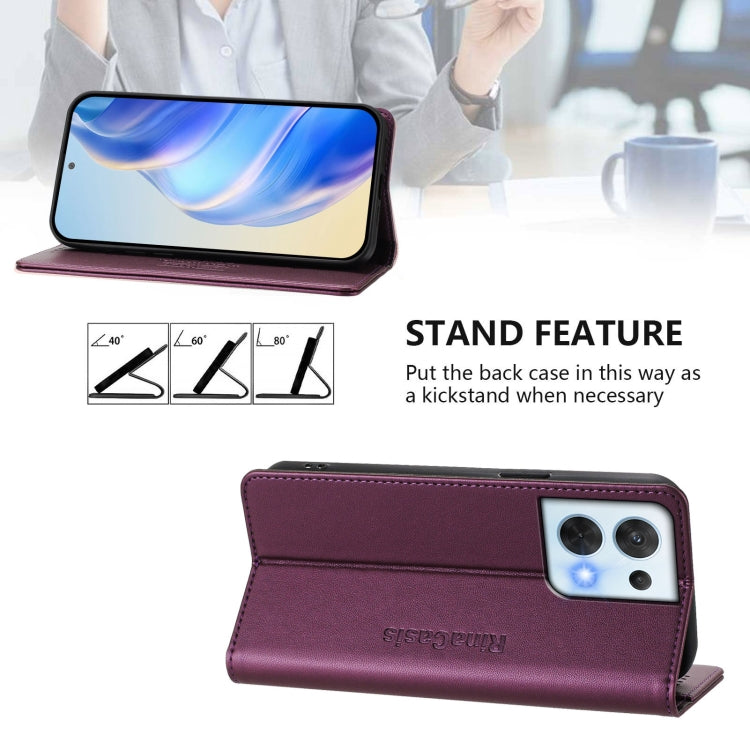 For OPPO Reno8 5G RC01 Dual-Folded Magnetic Suction RFID Leather Phone Case