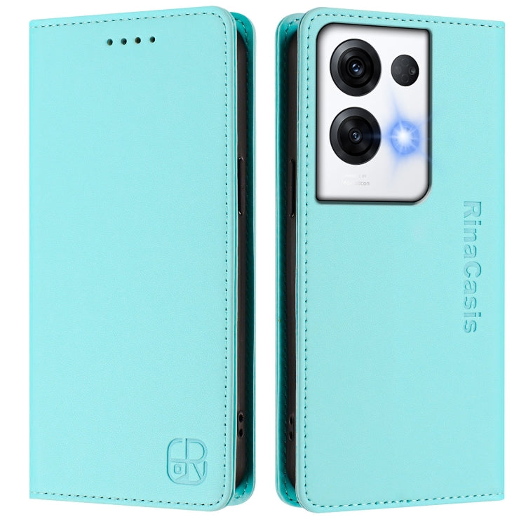 For OPPO Reno8 Pro 5G Global RC01 Dual-Folded Magnetic Suction RFID Leather Phone Case
