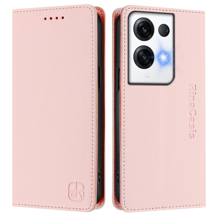 For OPPO Reno8 Pro 5G Global RC01 Dual-Folded Magnetic Suction RFID Leather Phone Case