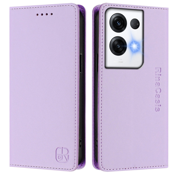 For OPPO Reno8 Pro 5G Global RC01 Dual-Folded Magnetic Suction RFID Leather Phone Case