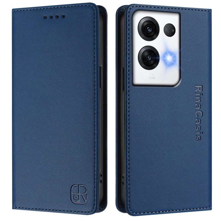 For OPPO Reno8 Pro 5G Global RC01 Dual-Folded Magnetic Suction RFID Leather Phone Case