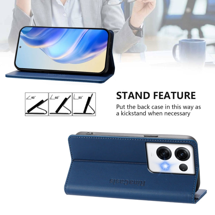 For OPPO Reno8 Pro 5G Global RC01 Dual-Folded Magnetic Suction RFID Leather Phone Case