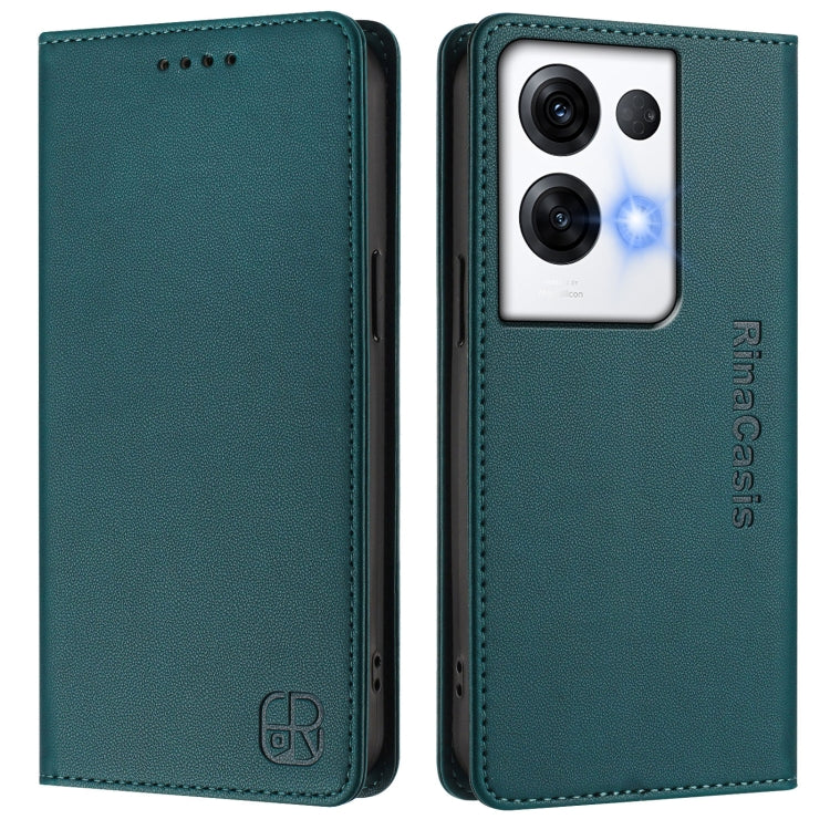 For OPPO Reno8 Pro 5G Global RC01 Dual-Folded Magnetic Suction RFID Leather Phone Case