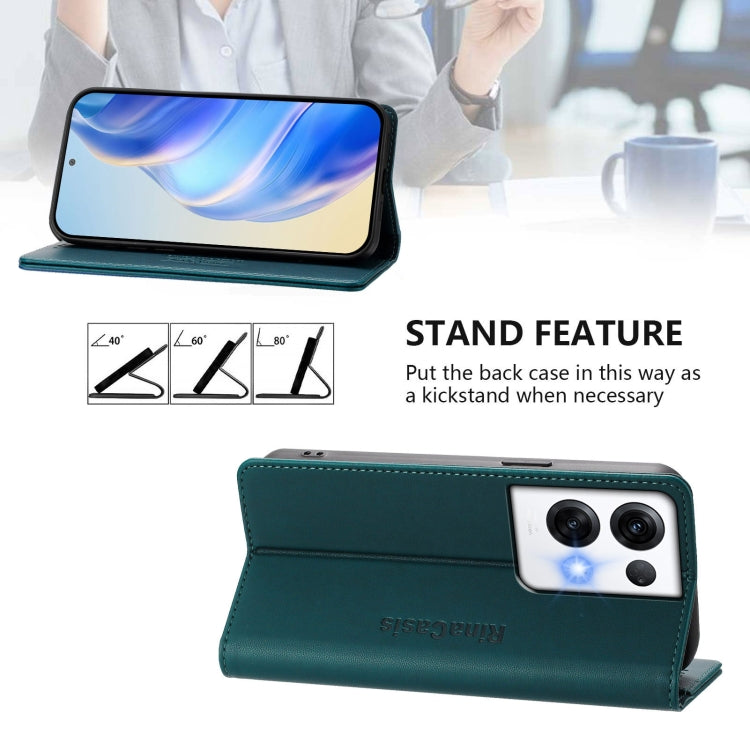 For OPPO Reno8 Pro 5G Global RC01 Dual-Folded Magnetic Suction RFID Leather Phone Case