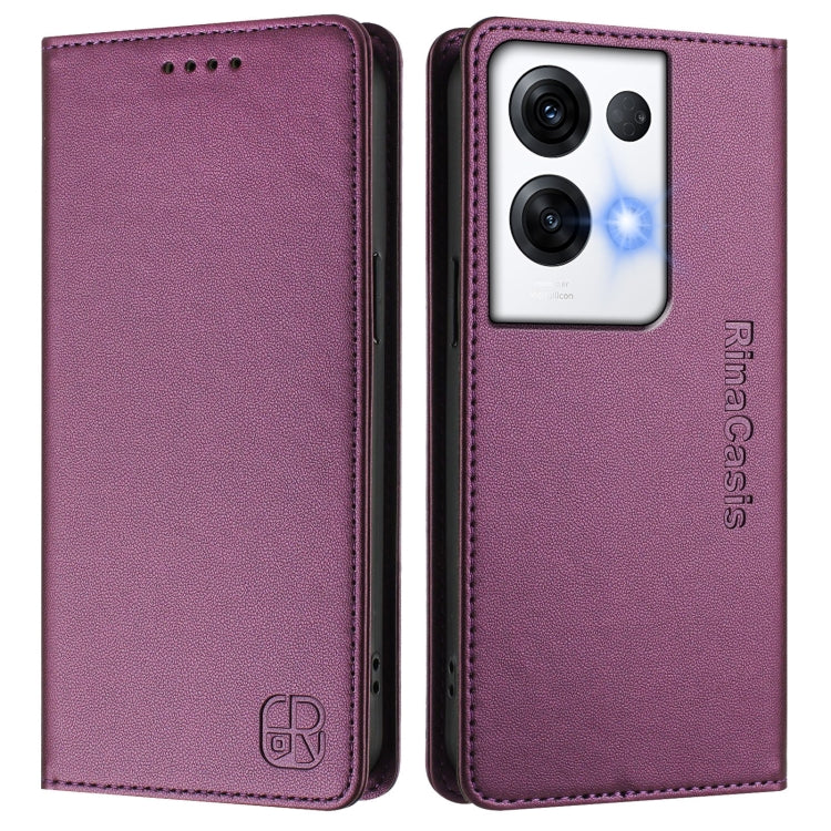 For OPPO Reno8 Pro 5G Global RC01 Dual-Folded Magnetic Suction RFID Leather Phone Case