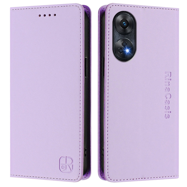 For OPPO Reno8 T 4G RC01 Dual-Folded Magnetic Suction RFID Leather Phone Case