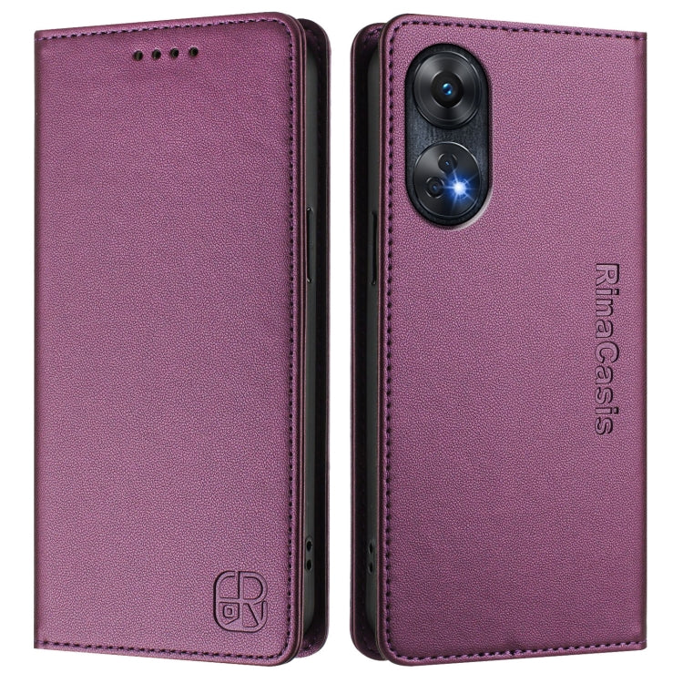 For OPPO Reno8 T 4G RC01 Dual-Folded Magnetic Suction RFID Leather Phone Case