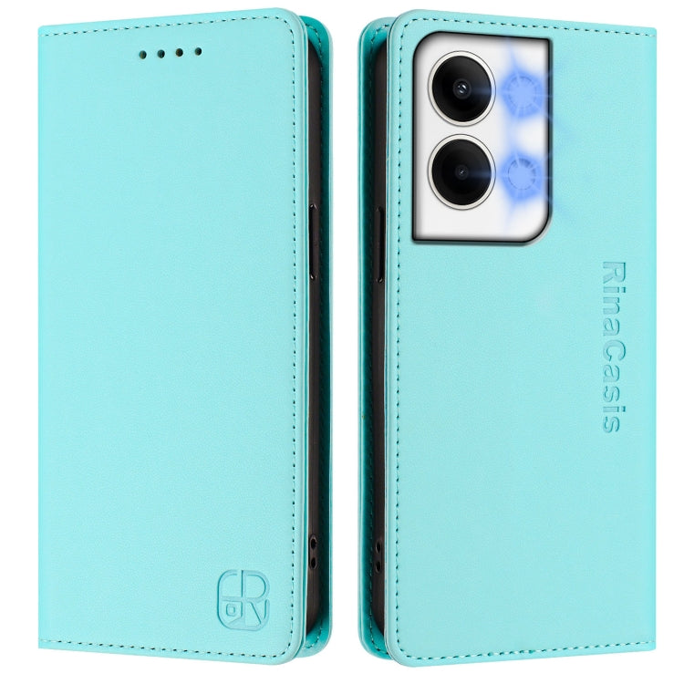 For OPPO Reno9 5G / Reno9 Pro 5G RC01 Dual-Folded Magnetic Suction RFID Leather Phone Case