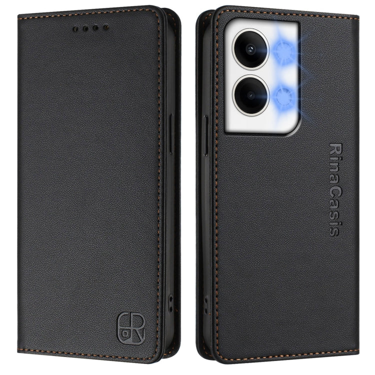 For OPPO Reno9 5G / Reno9 Pro 5G RC01 Dual-Folded Magnetic Suction RFID Leather Phone Case