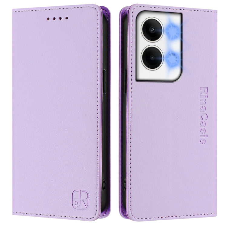 For OPPO Reno9 5G / Reno9 Pro 5G RC01 Dual-Folded Magnetic Suction RFID Leather Phone Case