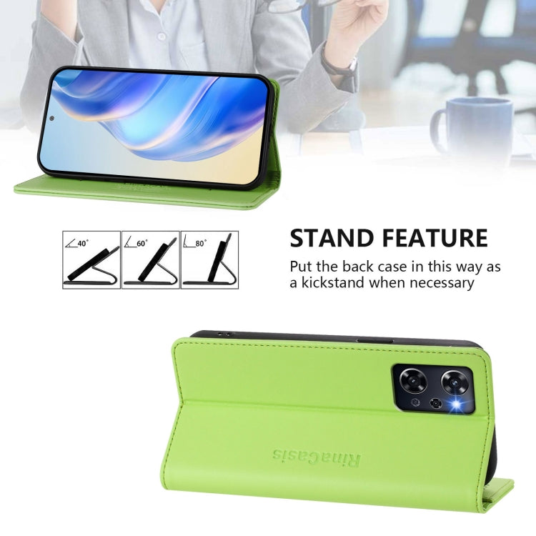 For OPPO Reno9 A RC01 Dual-Folded Magnetic Suction RFID Leather Phone Case