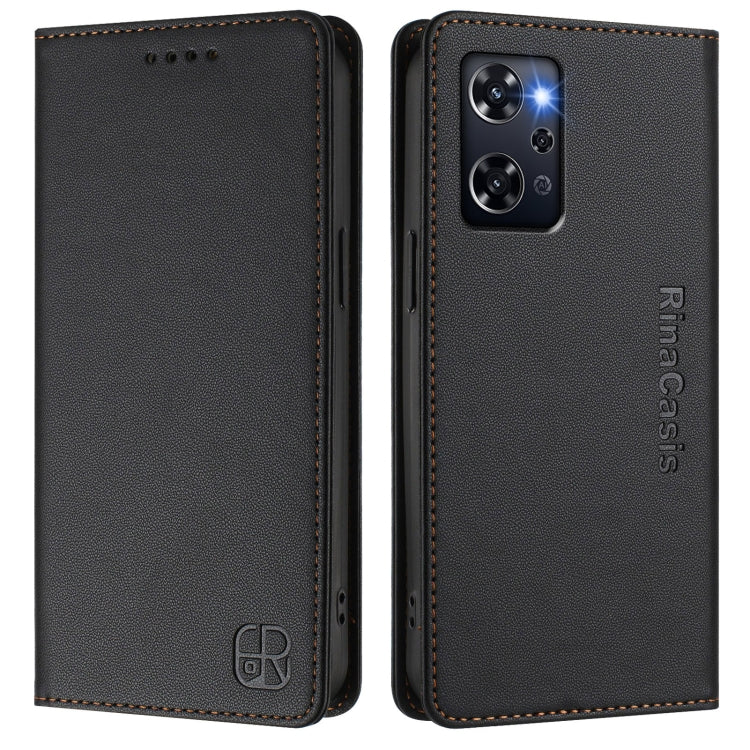 For OPPO Reno9 A RC01 Dual-Folded Magnetic Suction RFID Leather Phone Case