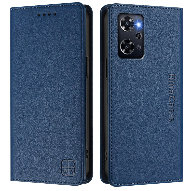 For OPPO Reno9 A RC01 Dual-Folded Magnetic Suction RFID Leather Phone Case