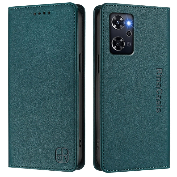 For OPPO Reno9 A RC01 Dual-Folded Magnetic Suction RFID Leather Phone Case