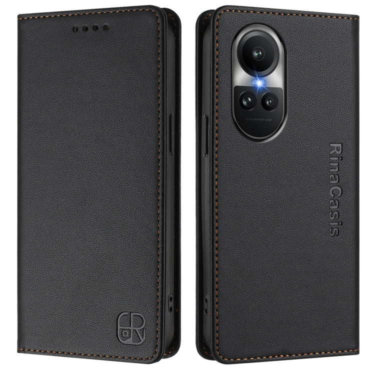 For OPPO Reno10 / Reno10 Pro Global RC01 Dual-Folded Magnetic Suction RFID Leather Phone Case