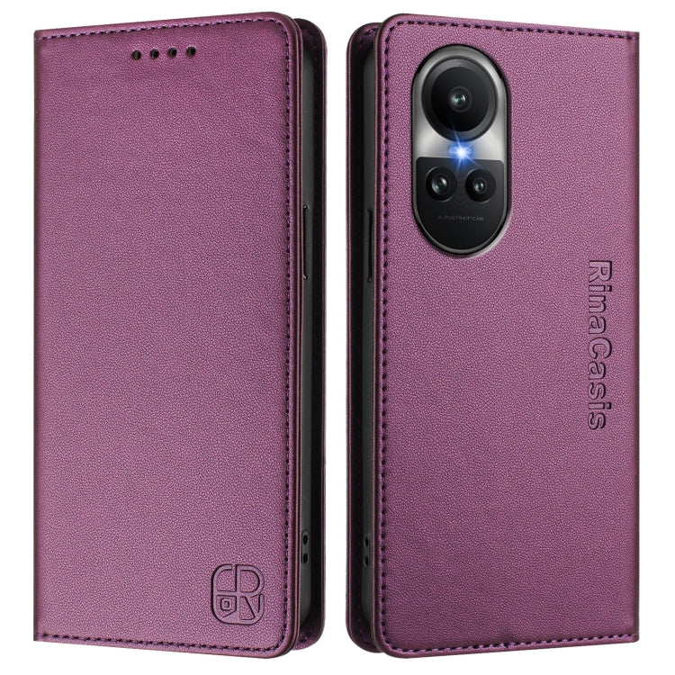 For OPPO Reno10 / Reno10 Pro Global RC01 Dual-Folded Magnetic Suction RFID Leather Phone Case