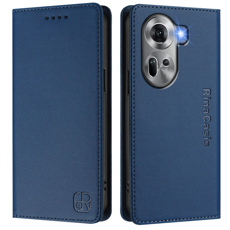 For OPPO Reno11 5G Global RC01 Dual-Folded Magnetic Suction RFID Leather Phone Case