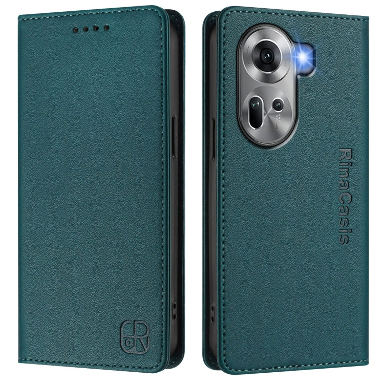 For OPPO Reno11 5G Global RC01 Dual-Folded Magnetic Suction RFID Leather Phone Case