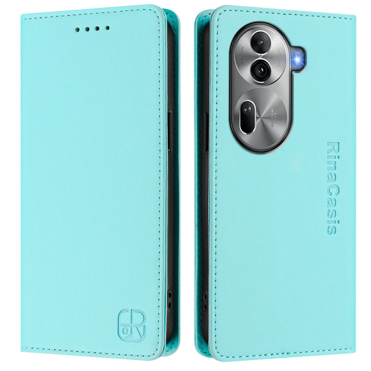 For OPPO Reno11 Pro 5G Global RC01 Dual-Folded Magnetic Suction RFID Leather Phone Case