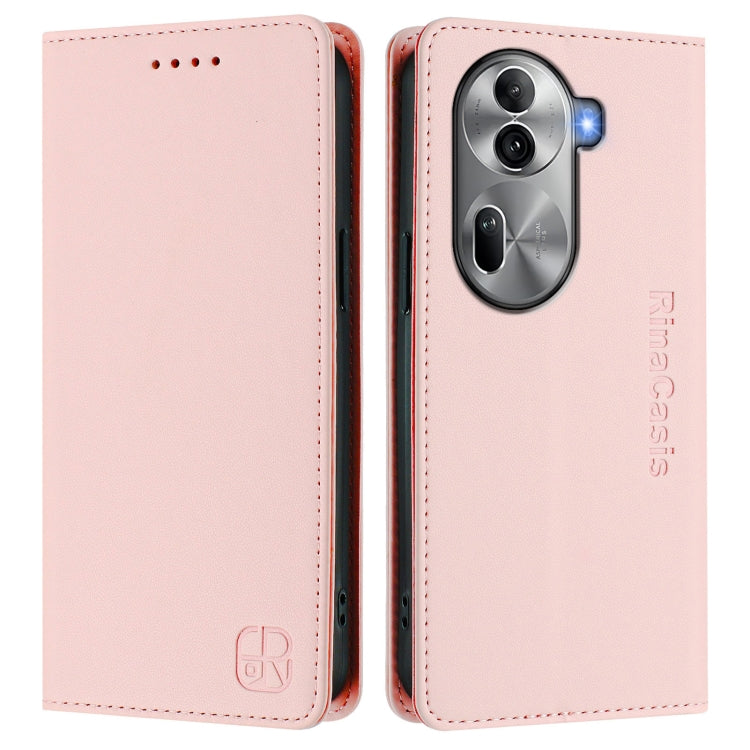 For OPPO Reno11 Pro 5G Global RC01 Dual-Folded Magnetic Suction RFID Leather Phone Case