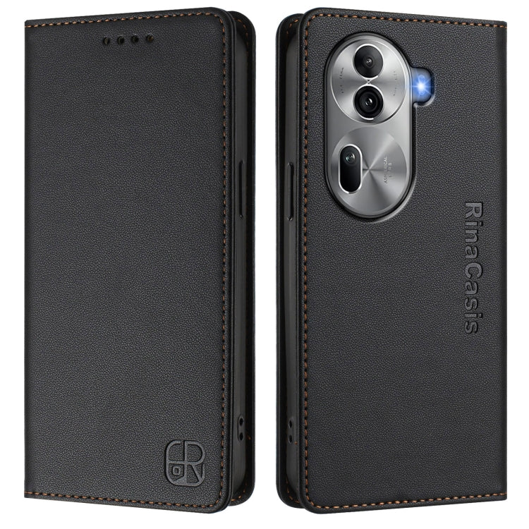 For OPPO Reno11 Pro 5G Global RC01 Dual-Folded Magnetic Suction RFID Leather Phone Case